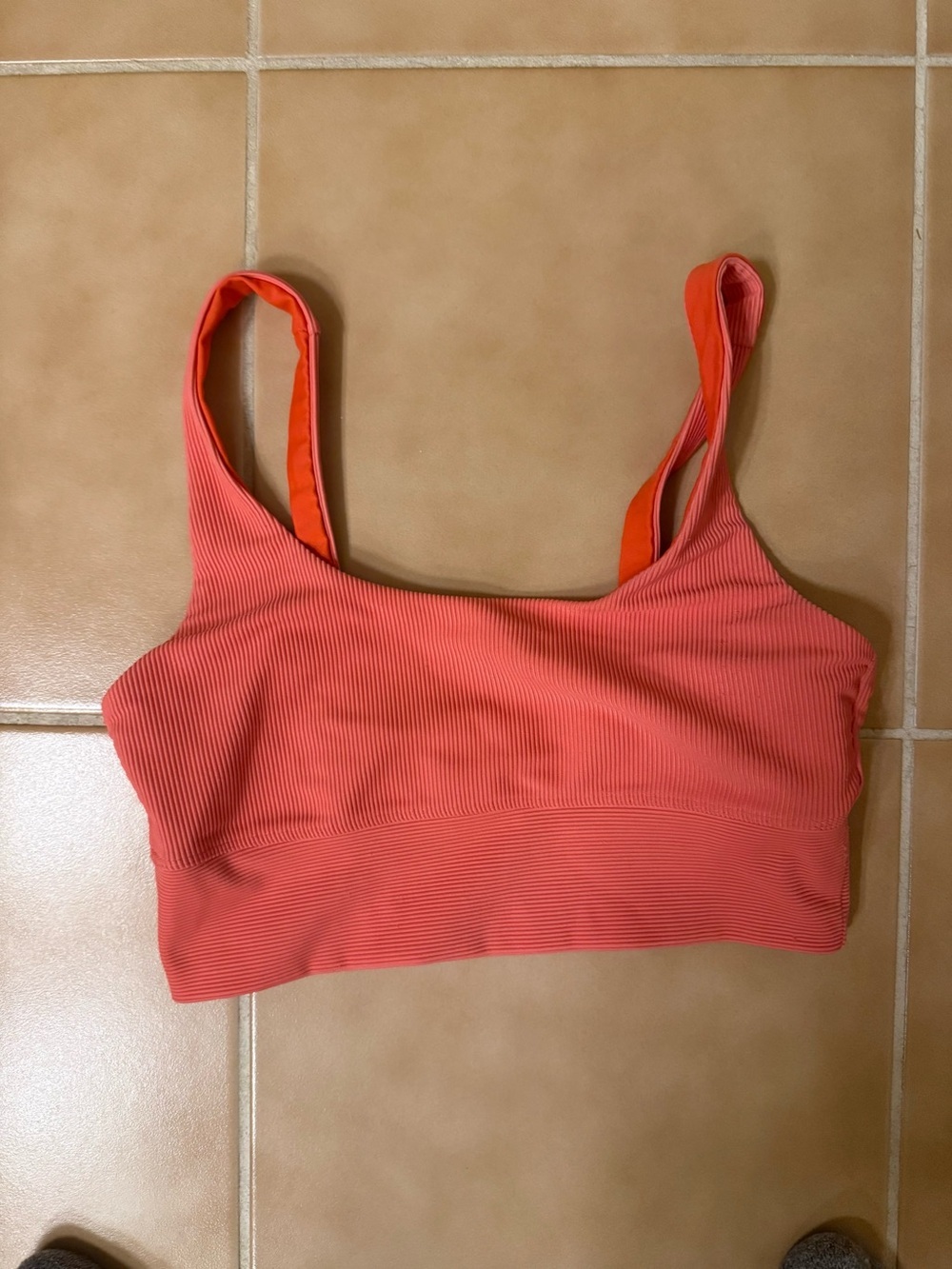 Beach Riot Coral-Orange Ribbed Sports Bralette